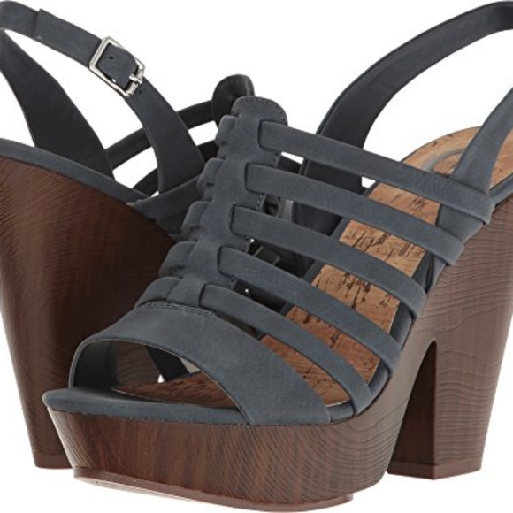 EUC G by GUESS Women's Seany Washed Denim/Jayne Nubuck Sandal Size 8.5 - Picture 2 of 10